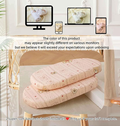 SDY Jersey Bassinet Sheets for Baby Girls, 32 "x 16 "x 4", Super Soft Breathable - Image 7