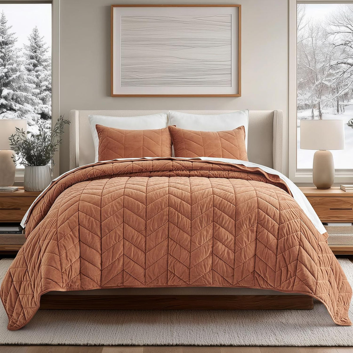 evergrace 3 pieces luxurious queen velvet quilts, ultra, main product view