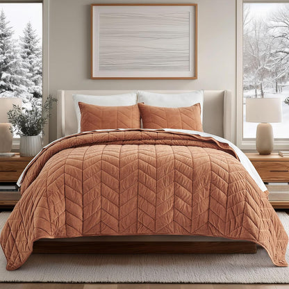 evergrace 3 pieces luxurious queen velvet quilts, ultra, main product view