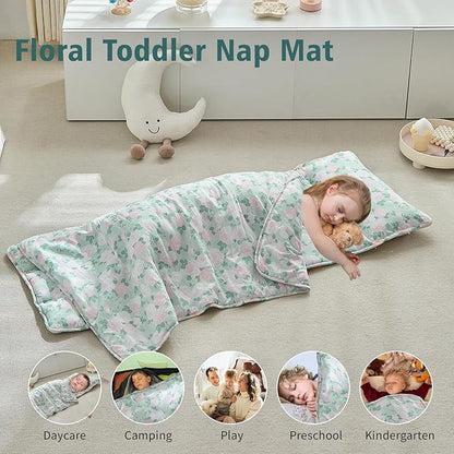 Toddler Nap Mat with Removable Pillow, Ultra Soft Slumber Bags - Image 4
