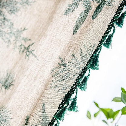 Bohemian Curtains with Tassel Green Semi-Blackout Drapes 63 Inch Length Cotton - Image 6