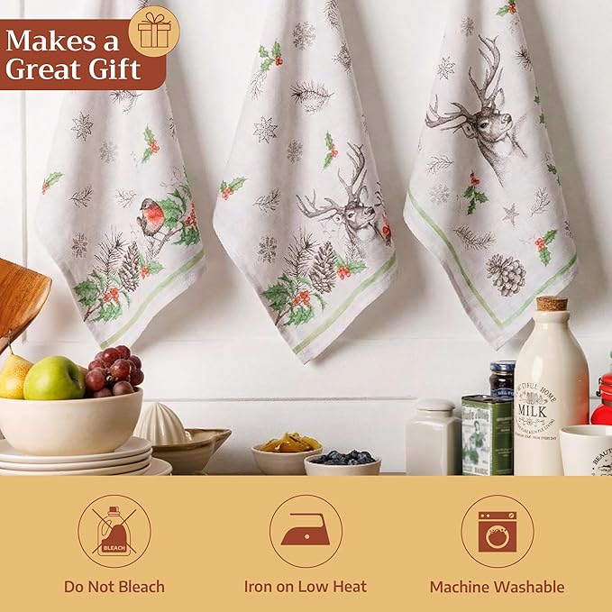 Maison d' Hermine Kitchen Towels Set of 3 100% Cotton 20" x 27.5" Reusable - Image 5