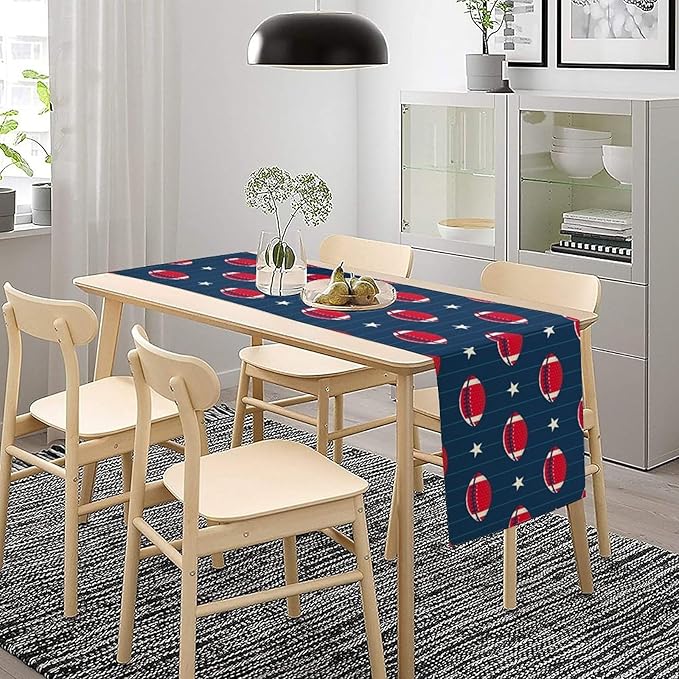 Football Table Runner Vintage American Football Game Days Seasonal Dinner Runner - Image 3