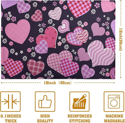 Pink Love Hearts Valentine's Day Placemats Set of 4 Seasonal Valentines - Image 4