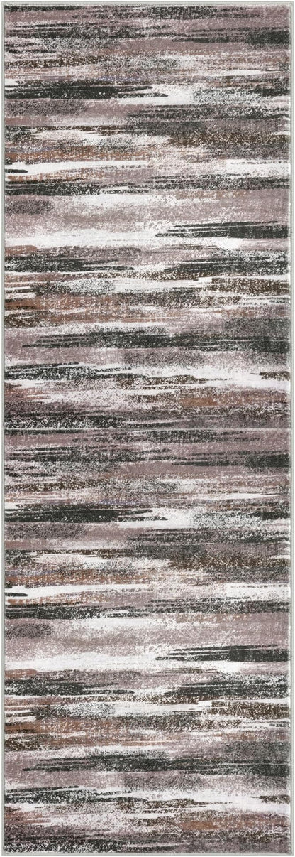 Modern Abstract Runner Rug 2x6, Dark Light Brown White Washable Kitchen Runner - Image 8