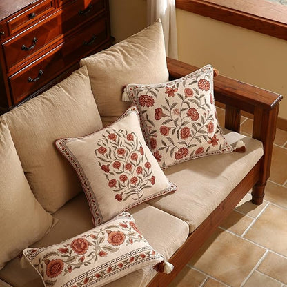 ISAENNE Design Linen Square Vintage Throw Pillow Covers 18"x18", Brick Red - Image 8
