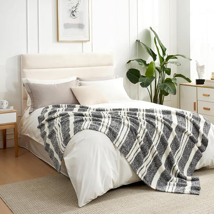 Snuggle Sac Queen Size Bed Blanket Stripe Black, Super Soft Warm Bedding - Image 6