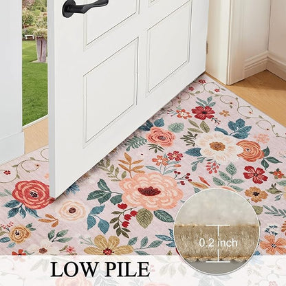 DUKINO 2x4 Rug for Entryway, Washable Kitchen Floral Runner Rug - Image 7