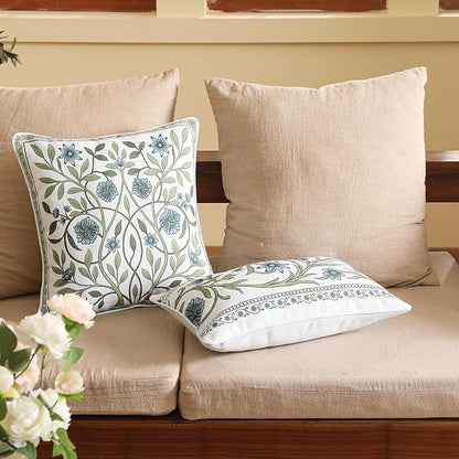 ISAENNE Design Fresh Linen Lumbar Throw Pillow Covers 12"x20", French White - Image 7