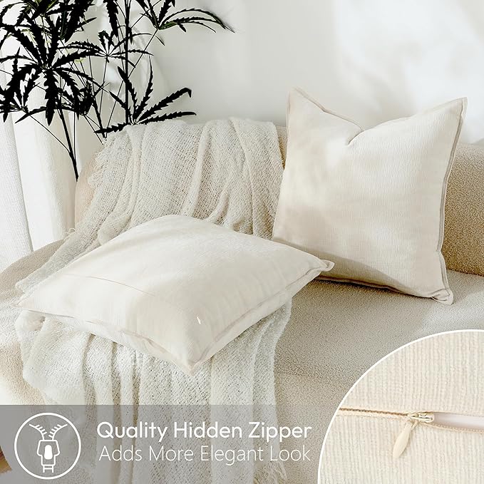 Stellhome Pack of 2, Soft Chenille Soild Throw Pillow Covers Accent Cushion - Image 4