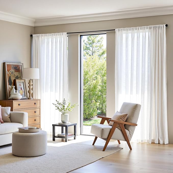 jinchan Linen Blend Curtain 96 inch Length 1 Panel - Image 3