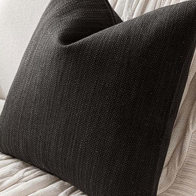 Foindtower Set of 2 Decorative Textured Burlap Linen Throw Pillow Covers - Image 3