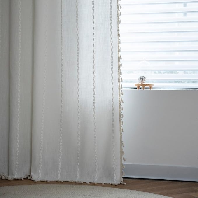 ColorBird Boho Curtains White Drapes - Image 4
