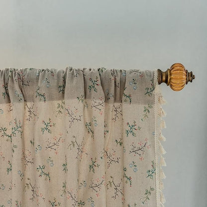 ENJOYBRIDAL Floral Farmhouse Curtains 96 Inches Long Semi Sheer Living Room - Image 4