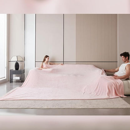 Oversized King Fleece Blanket 120x120 Inches, Seamless Soft Cozy 3D Jacquard - Image 4