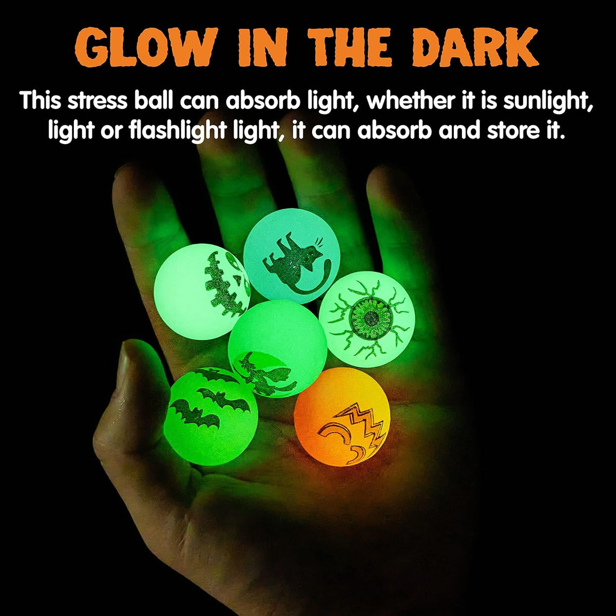 JOYIN 72 PCS Halloween Bouncy Balls, Glow in The Dark Bouncing Balls Eyeballs for Halloween Party favors Decorations, Halloween goodie bag fillers, Trick or Treating School Classroom Game Prizes