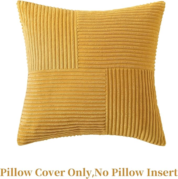 Yellow Throw Pillow Covers 18x18 inch, Farmhouse Home Decor, Boho Decorative - Image 3