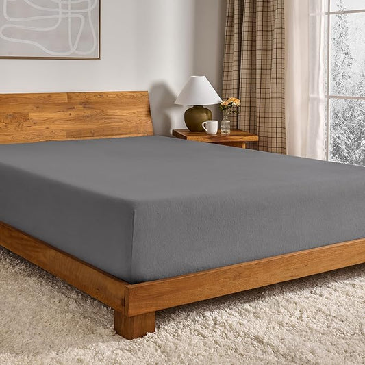 Bare Home Flannel Fitted Bottom Sheet 100% Cotton, Velvety Soft Heavyweight by BareHome