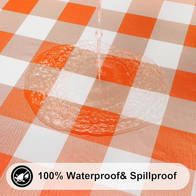 Smiry Rectangle Picnic Table Cloth, Elastic Waterproof Fitted Vinyl Tablecloths - Image 3