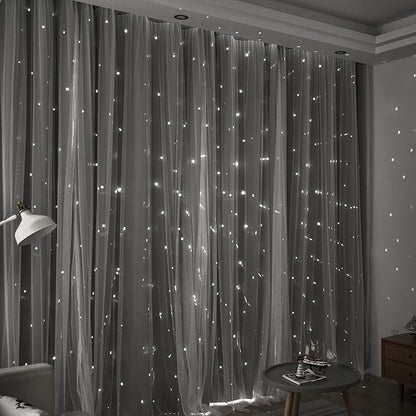Kinryb Silver Grey 42W x 84L Star Cut-Out Blackout Curtains Decorative - Image 4