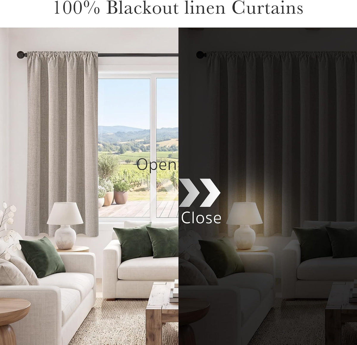 pony dance 100% black out linen curtains 63 shown in use