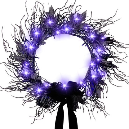 JORNOY 16inch LED Halloween Wreath with Battery Timer