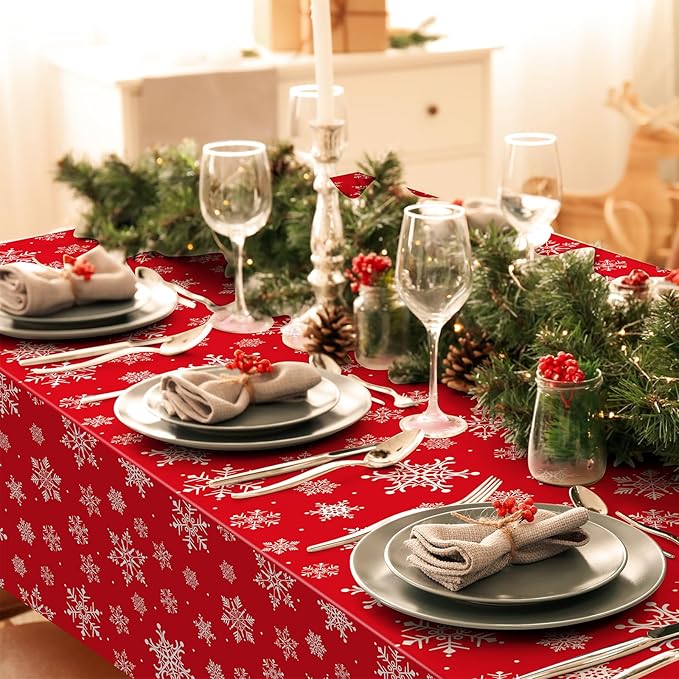 Jectivs 3 Pieces Christmas Snowflake Plastic Party Tablecloth Decorations - Image 5