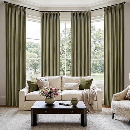 MIULEE Pinch Pleated Thick Linen Curtains 102 Inch 4 Panels Set Back Tab Memory - Image 2