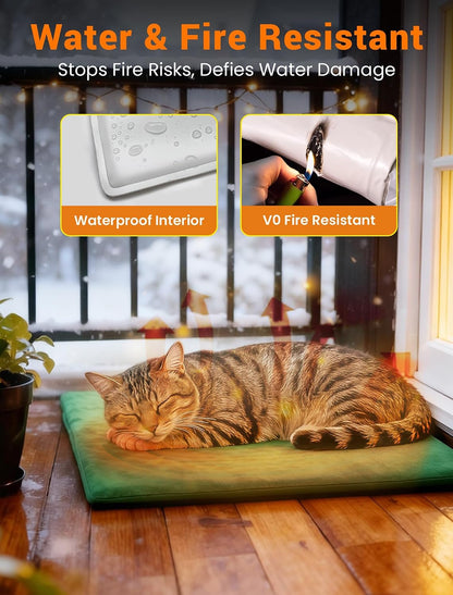 petnf outdoor pet heating pad for feral cats showing dimensions