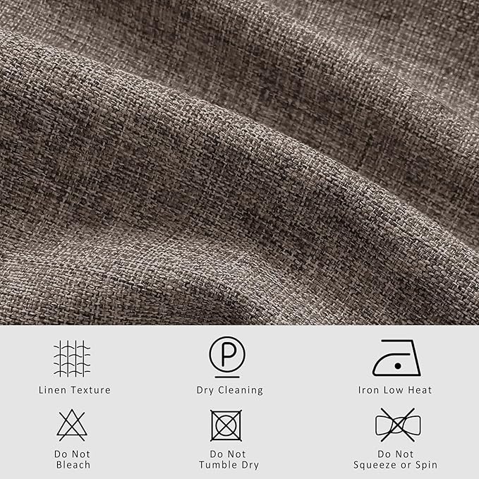 Macochico 120”Wx102”L 100% Blackout Linen Curtains Pinch Pleated Thermal Panels - Image 5