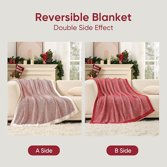 Snuggle Sac Christmas Red Soft Throw Blanket - Image 3
