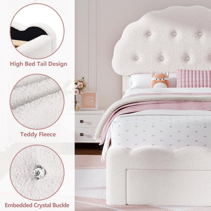 decofy twin bed frame with storage drawer, cloud on a desk or shelf