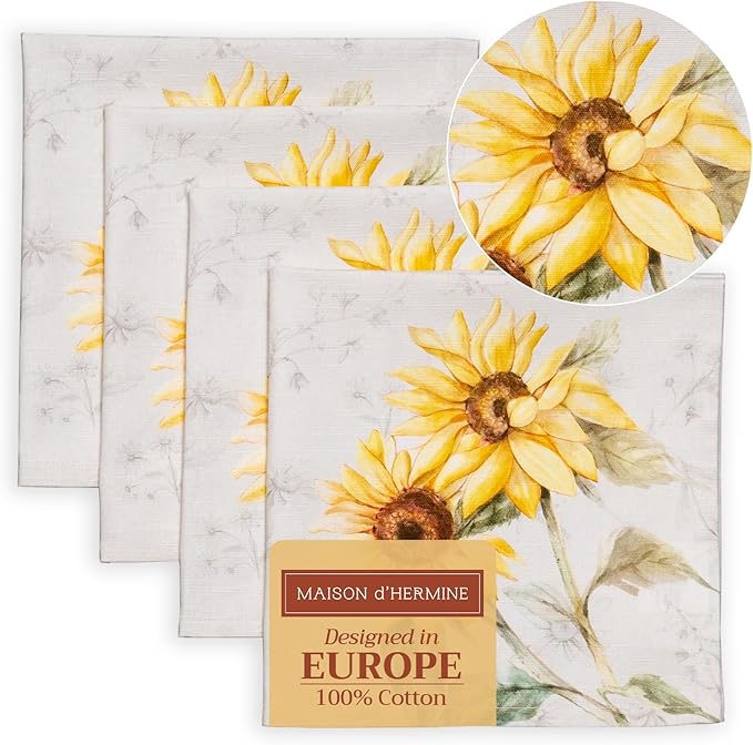 Maison d' Hermine Cloth Napkins Set of 4 100% Cotton Everyday Reusable Square by MaisondHermine