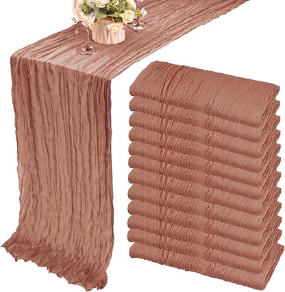 12 Pack 10Ft Cheesecloth Table Runner 35x120 Inch Boho Gauze Table Runner by Fivenl