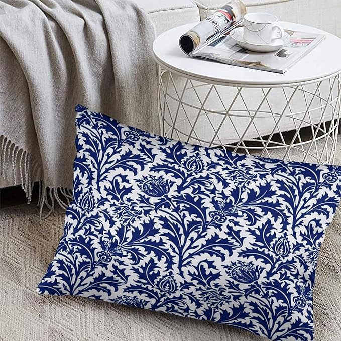 Thistle Damask Navy Blue and White William Morris Throw Pillow Covers 12x20 - Image 5