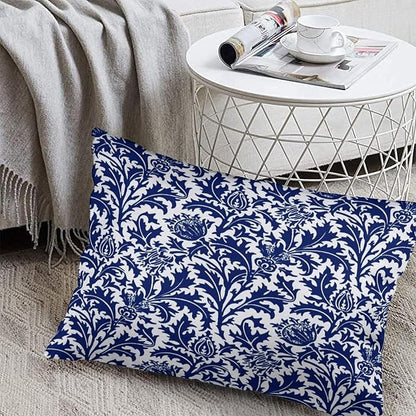 Thistle Damask Navy Blue and White William Morris Throw Pillow Covers 12x20 - Image 5