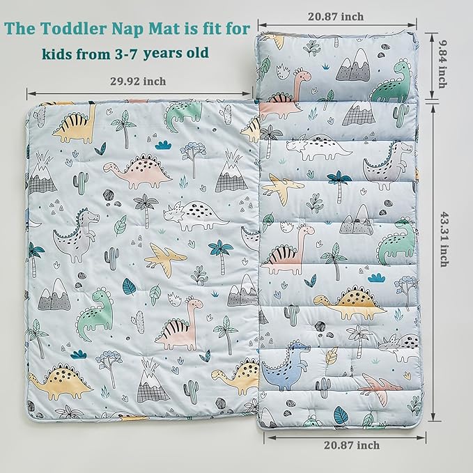 Toddler Nap Mat with Removable Pillow, Ultra Soft Slumber Bags - Image 2