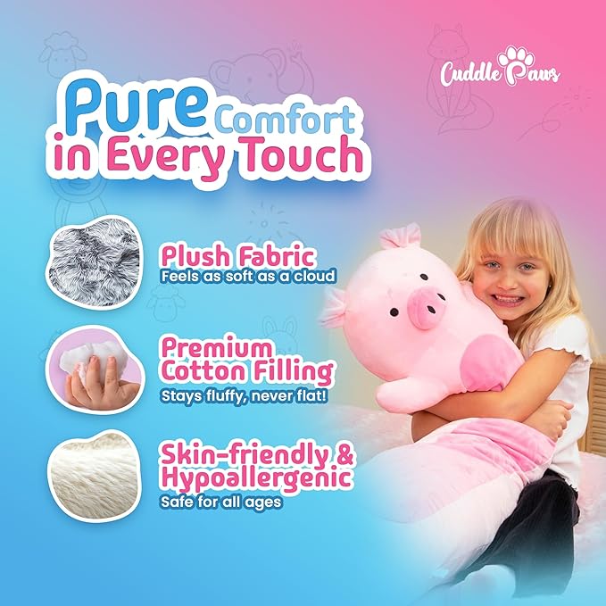 Big Pig Plush Body Pillow for Kids | Long Stuffed Animal Cuddle Pillow | Soft - Image 2