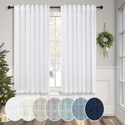 Pitalk Solid White Curtains 54 Inch Length by Pitalk