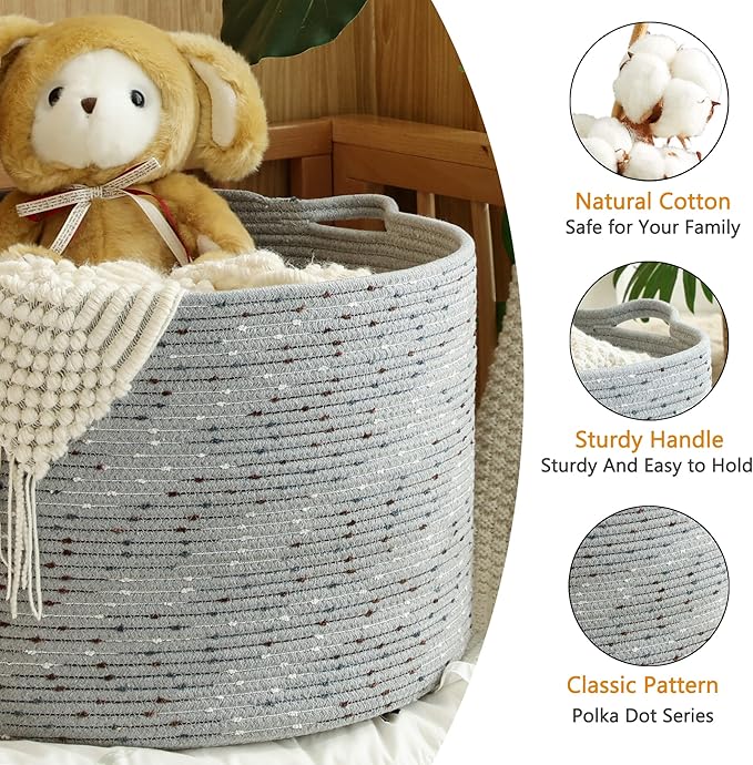 KAKAMAY Large Blanket Basket, Woven Baskets - Image 3