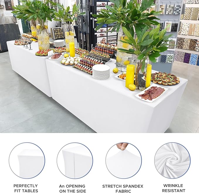 Nasitos White Fitted Table Covers Stretch Spandex - Image 3
