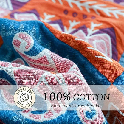 Christmas Cotton Throw Blanket for Couch Bed 60''x80'', Cotton Quilt Boho Throw - Image 2