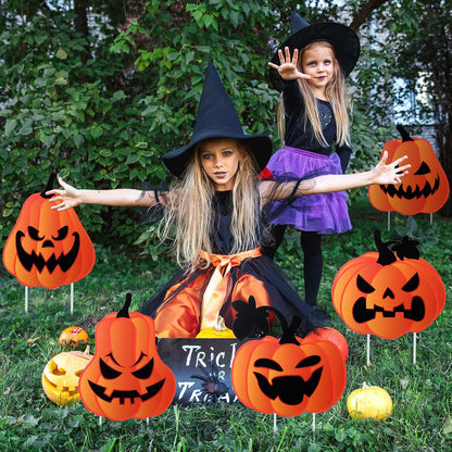 Barydat 12 Pcs Halloween Yard Signs Pumpkin Yard Stakes Decoration Outdoor Decorations with Stakes for Halloween Outdoor Lawn Garden Prop Home Party Decor