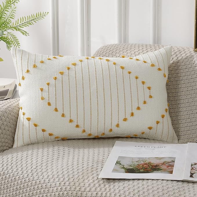 PANOD Knitted Boho Tufted Throw Pillow Covers by PANOD