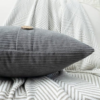 HWY 50 Gray Grey Chenille Throw Pillow Covers 22x22 Inch - Image 4