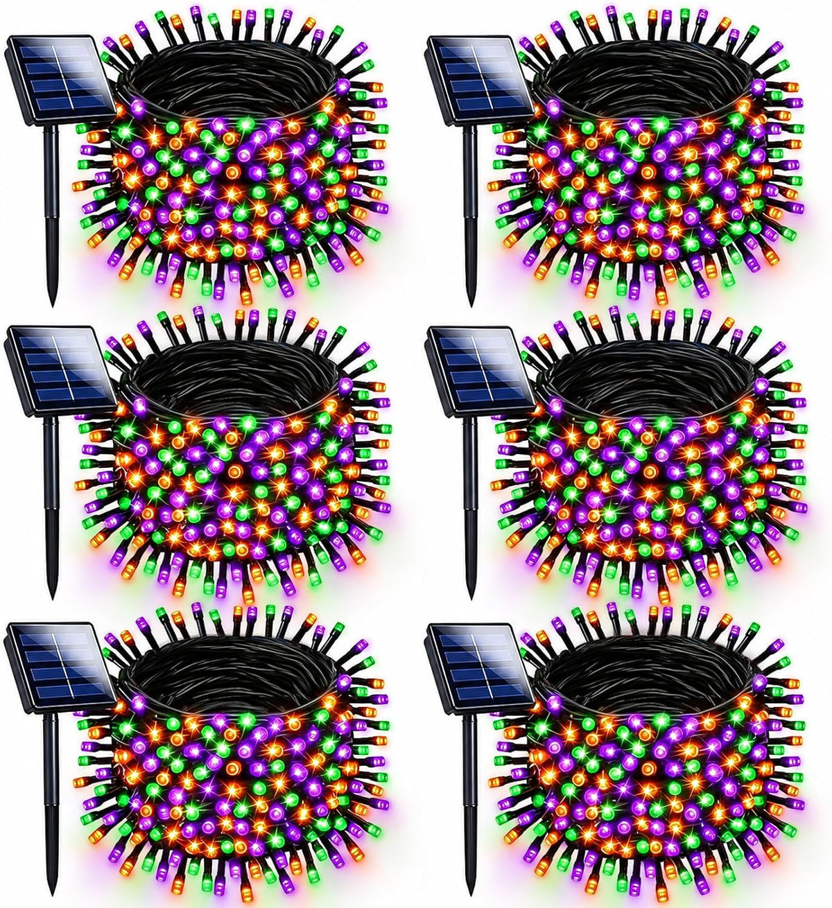 Solar Halloween Lights String 6 Pack 234 FT 600 LED Orange Purple and Green