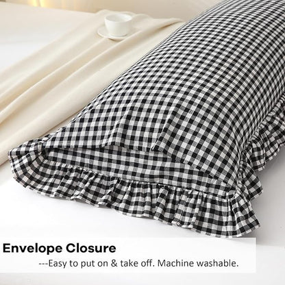 Black White Plaid Gingham Body Pillow Cover - Image 5