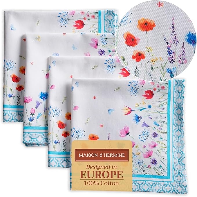 Maison d' Hermine Cloth Napkins Set of 4 100% Cotton Everyday Reusable Square by MaisondHermine