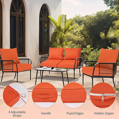 Deep Seat Outdoor Cushion Set of 4, UV&Fade Resistant Deep Seat Patio Cushions - Image 3