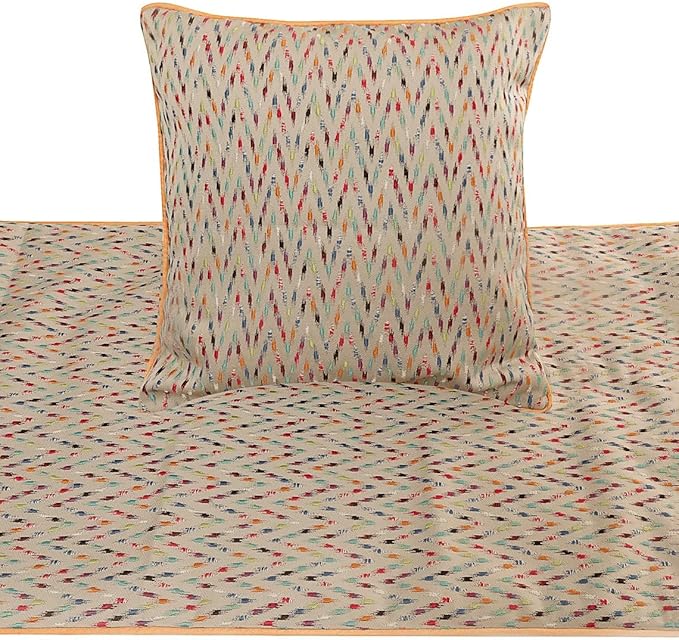The HomeCentric King Queen Twin Beige & Multicolor Luxury Queen 74"x18" Bed - Image 2